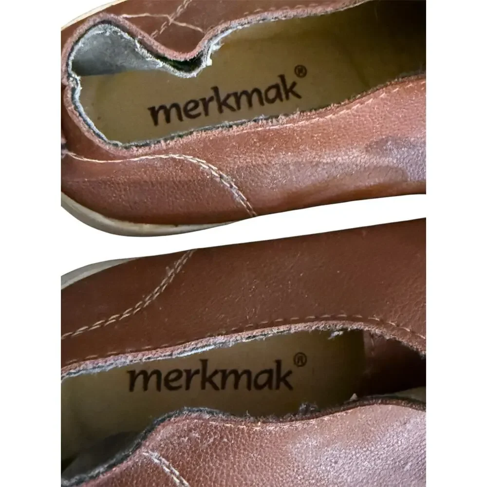 Merkmak Brown Perforated Leather Lace-Up Oxford Dress Shoes Men's Size 44 US 10